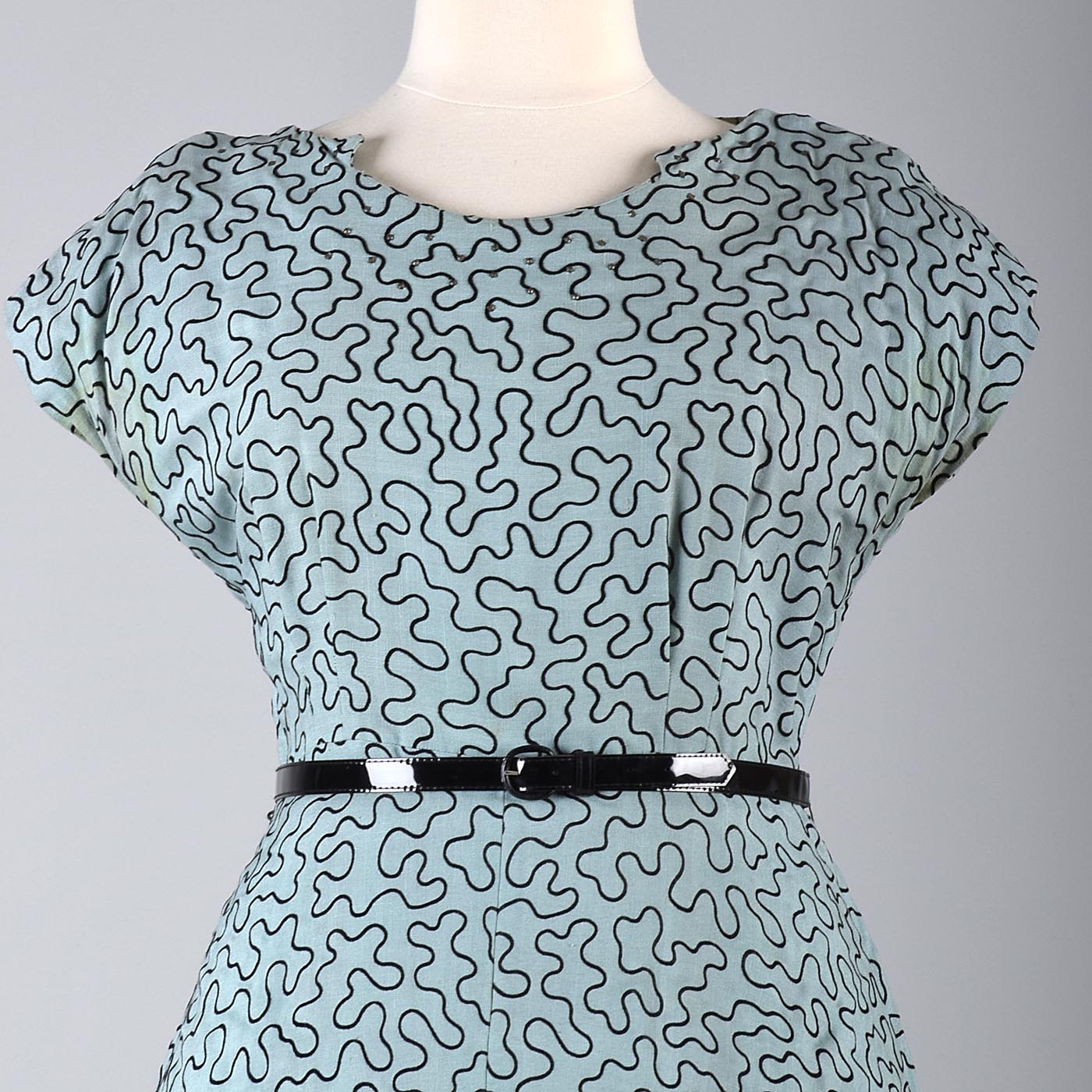 1950s Blue Dress with Amoeba Squiggles