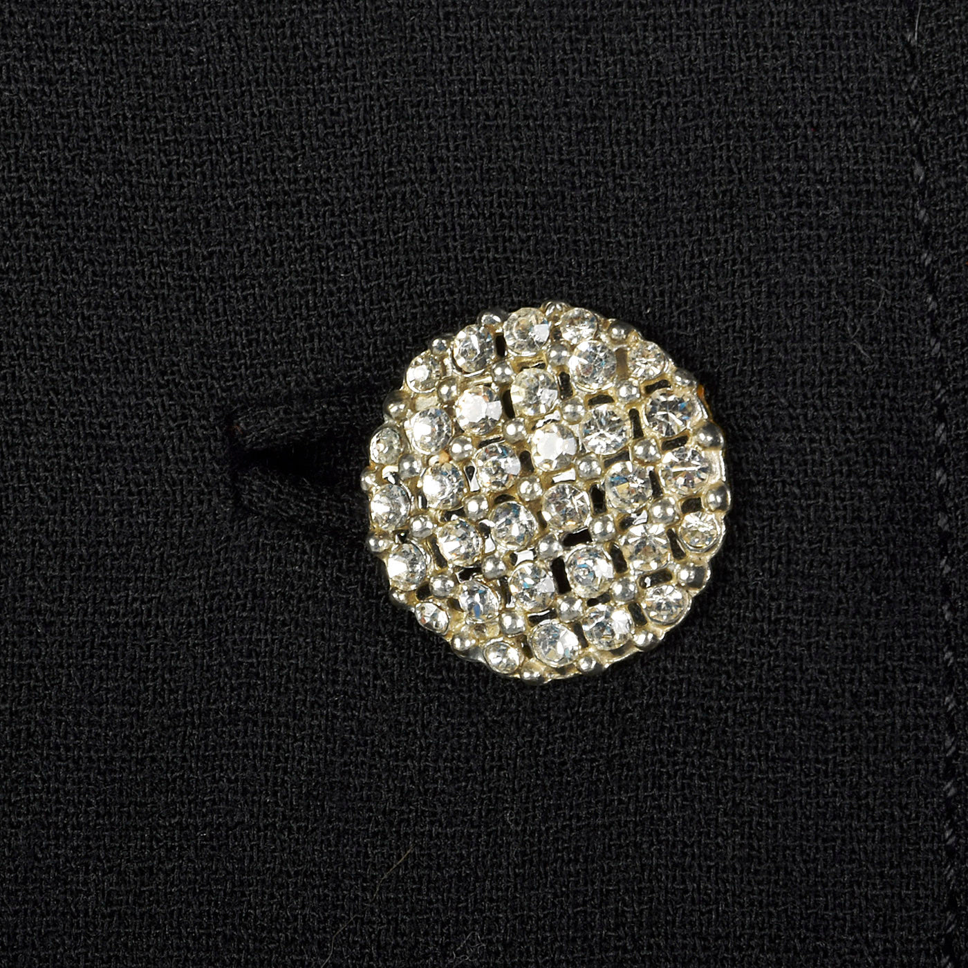 1960s Black Wool Dress with Rhinestone Trim