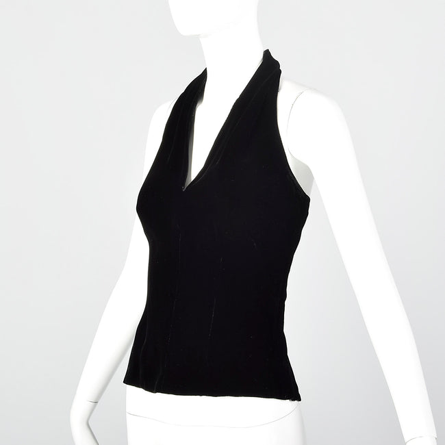 Small 1950s Black Velvet Halter Top