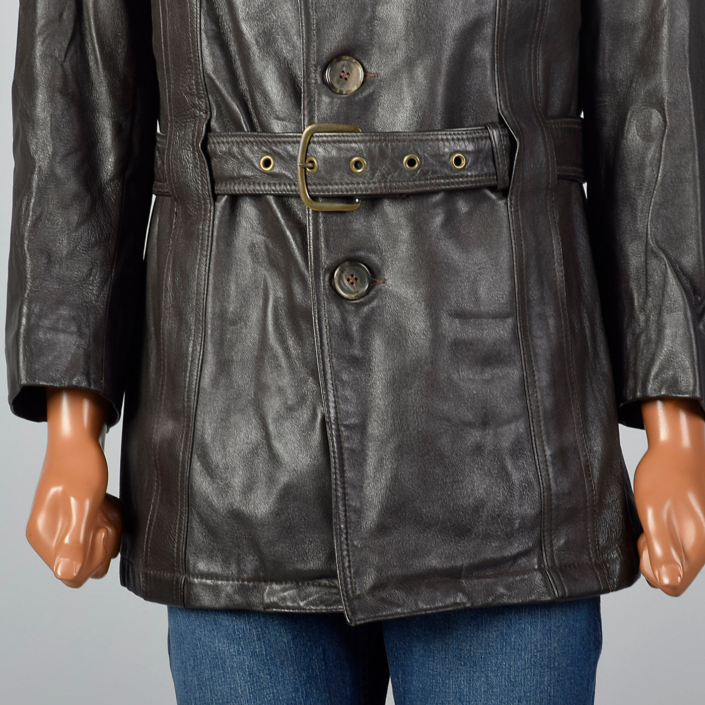 1960s Mens Belted Leather Norfolk Jacket