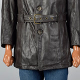 1960s Mens Belted Leather Norfolk Jacket
