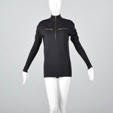 1980s Alaia Black Zip Front Sweater