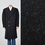 1940s Mens Black Mohair Overcoat