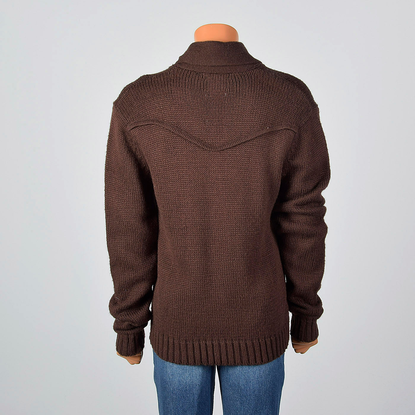 1970s Mens Soft Brown Sweater with Shoulder Yoke