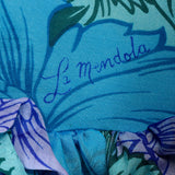 1960s La Mendola Silk Maxi Dress in a Blue Floral Signature Print