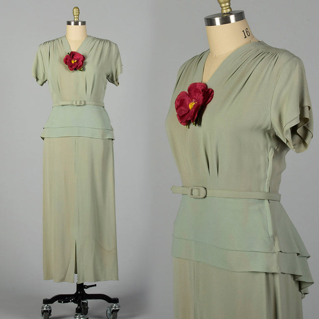 XXL 1940s Green Long Dress