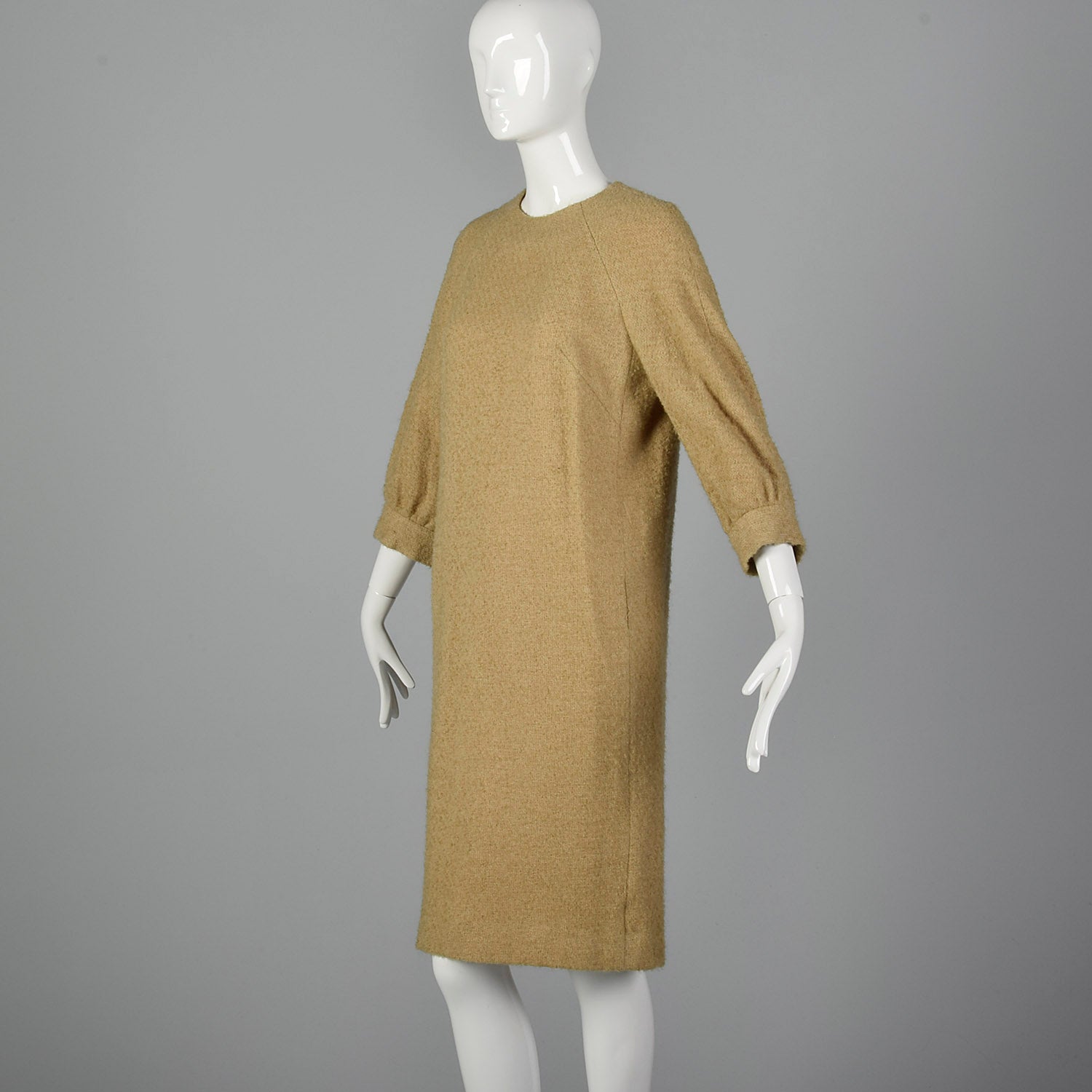 1960s Bouclé Shift Dress with Bracelet Sleeves