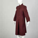 Medium 1970s Swing Coat Wool Maroon Autumn Burgundy Winter Vintage Outerwear