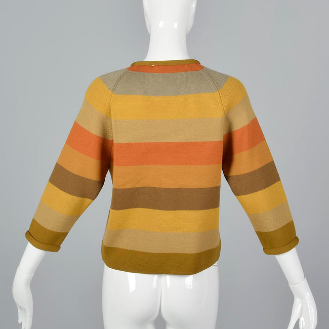 1960s Cropped Sweater with Gold and Orange Stripes