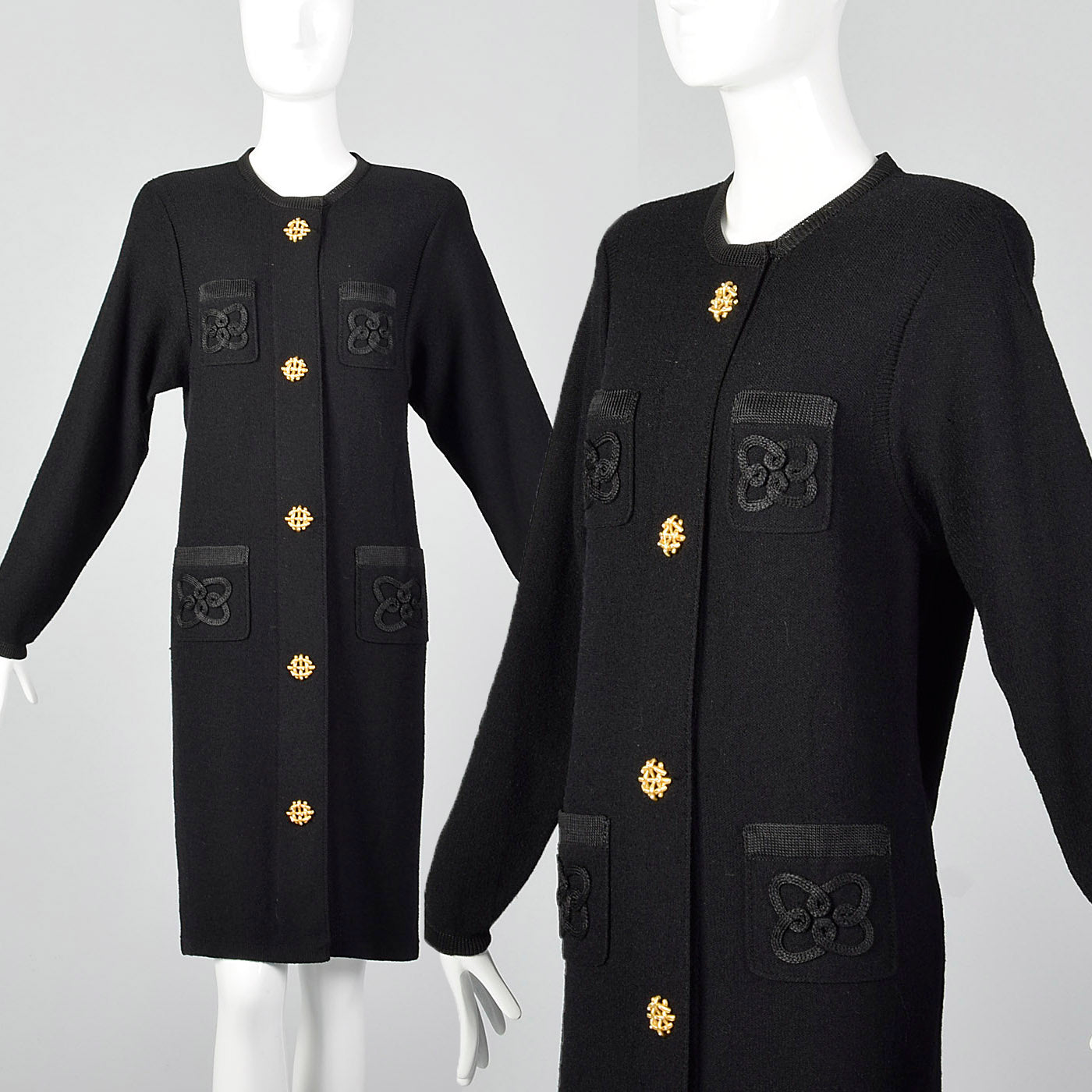 1980s Steve Fabrikant Black Sweater Dress