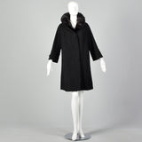 Large 1950s Black Mink Fur Collar Coat