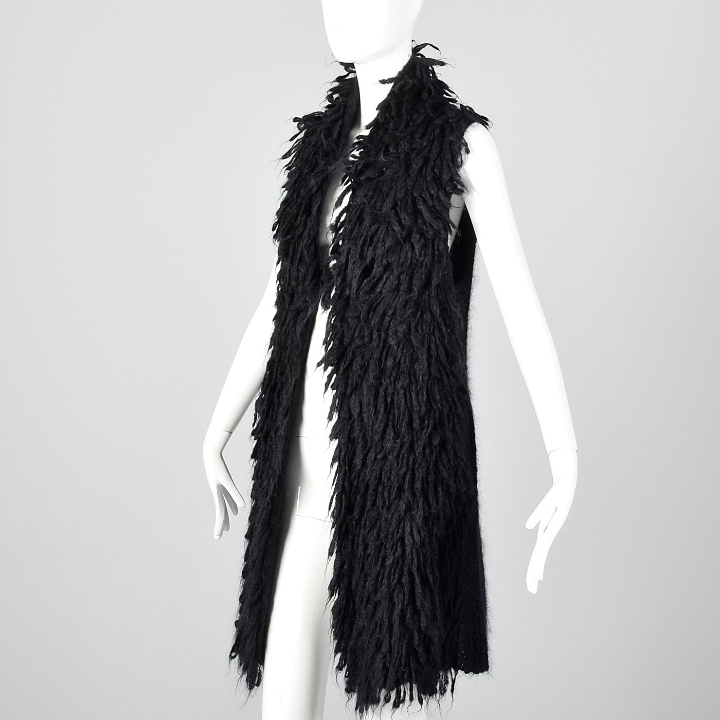 2010s Eileen Fisher Mohair Black Knit Vest