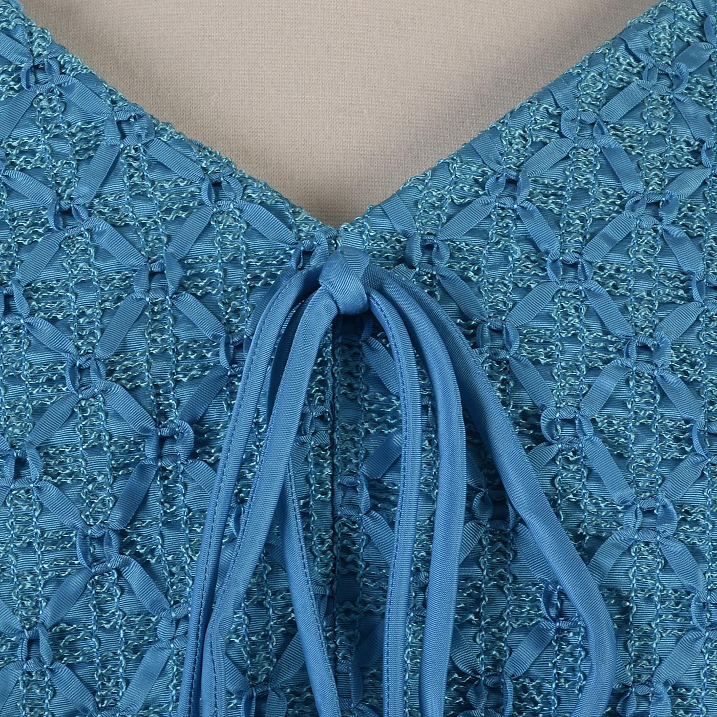 1960s Aqua Blue Ribbon Dress
