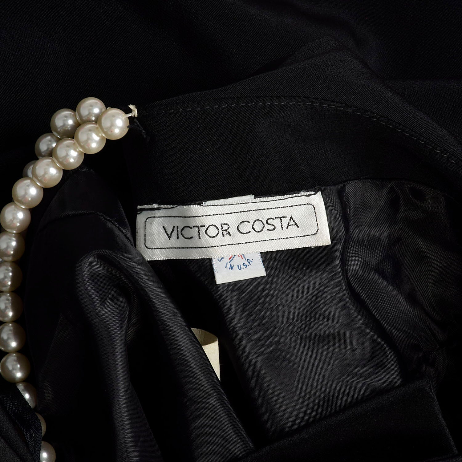 Medium 1980s Victor Costa Pearl Back LBD Sexy Cocktail Little Black Dress