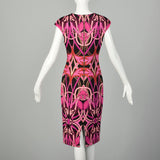 Small Ted Baker Pink Dress Black Short Sleeve Back Slit Designer