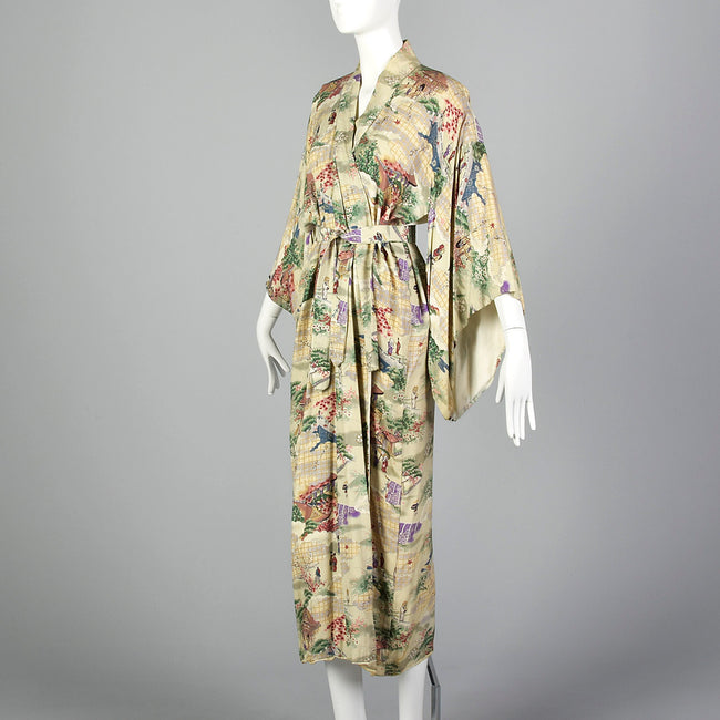 1950s Novelty Print Kimono Robe