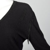 Medium 1990s Giorgio Sant'Angelo Black Cashmere Beaded Sweater