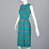 1950s Teal Print Dress