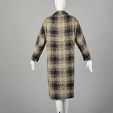 Medium 1950s Gray Plaid Tweed Coat