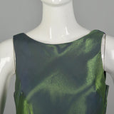 Small 1990s De Laru Prom Dress Iridescent Green Bias Cut Sleeveless Gown