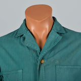 1940s Mens Green Herringbone Belted Workwear Coveralls