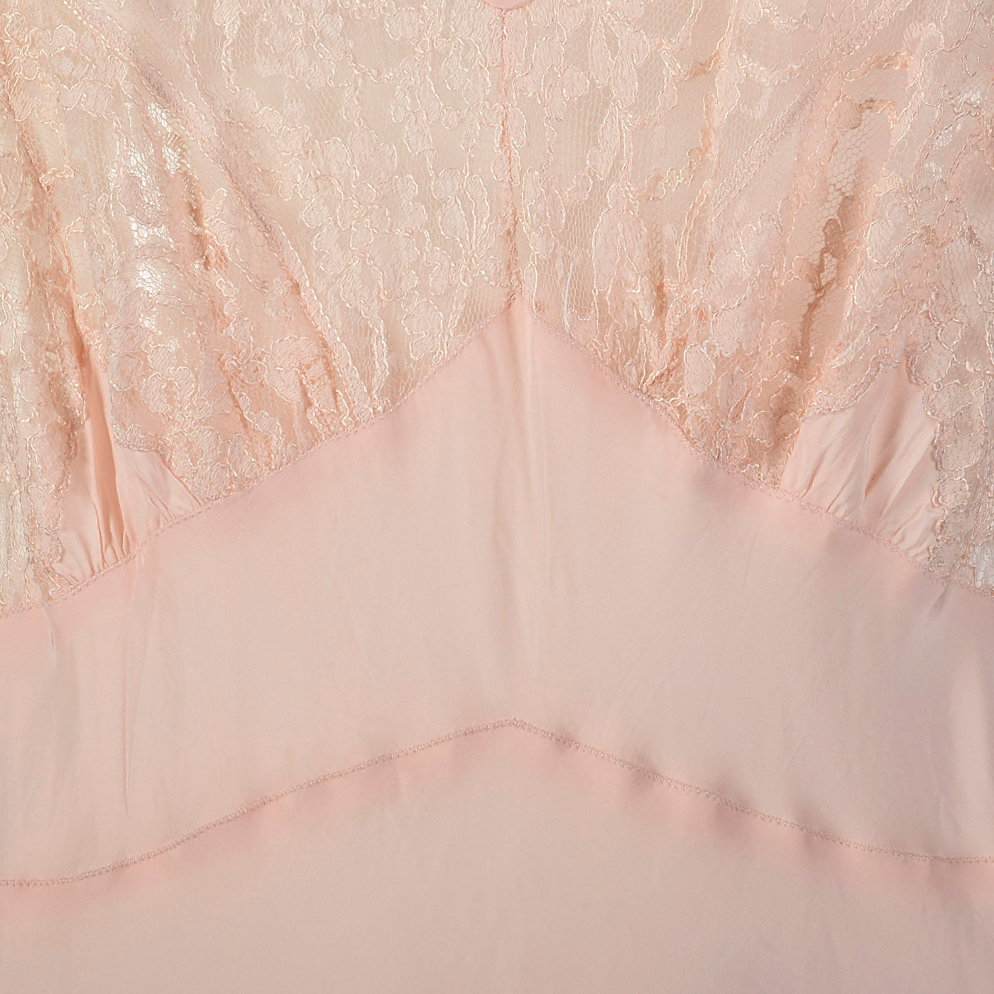 1940s Pink Rayon Nightgown with Lace Detail