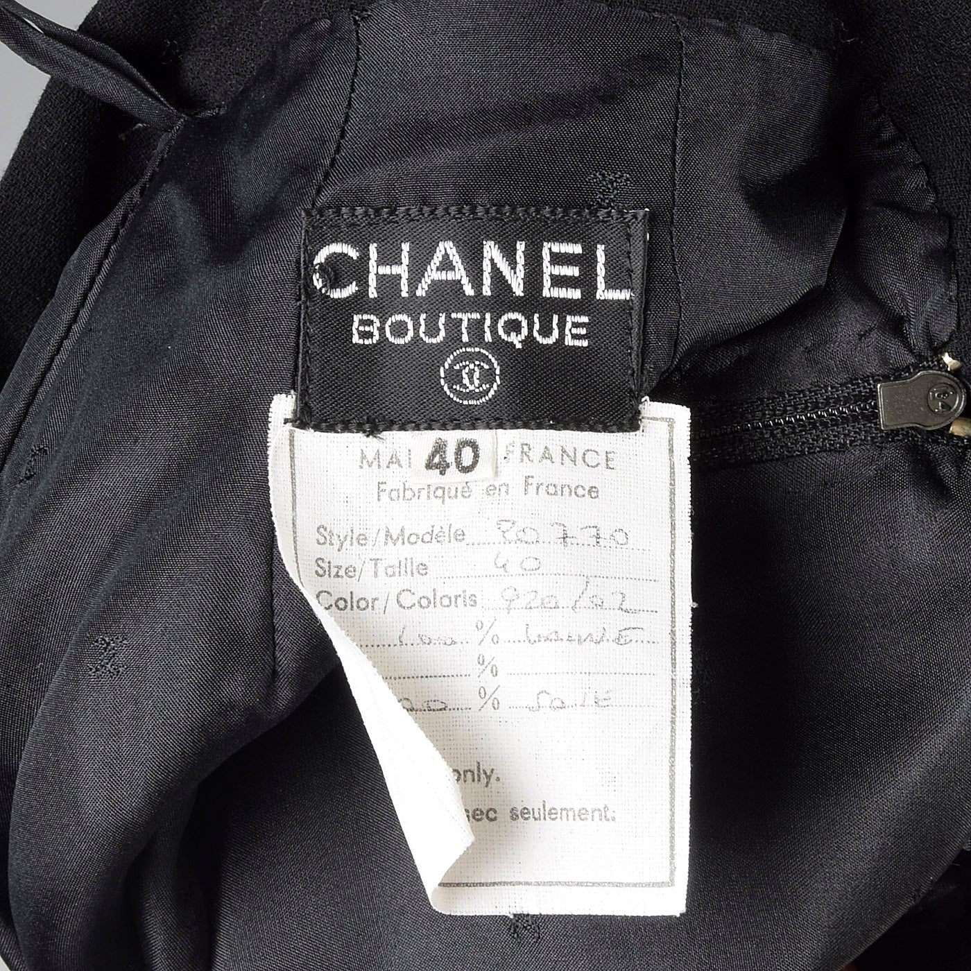 CHANEL Boutique 1990s Classic Black Wool Bouclé Jacket and Skirt