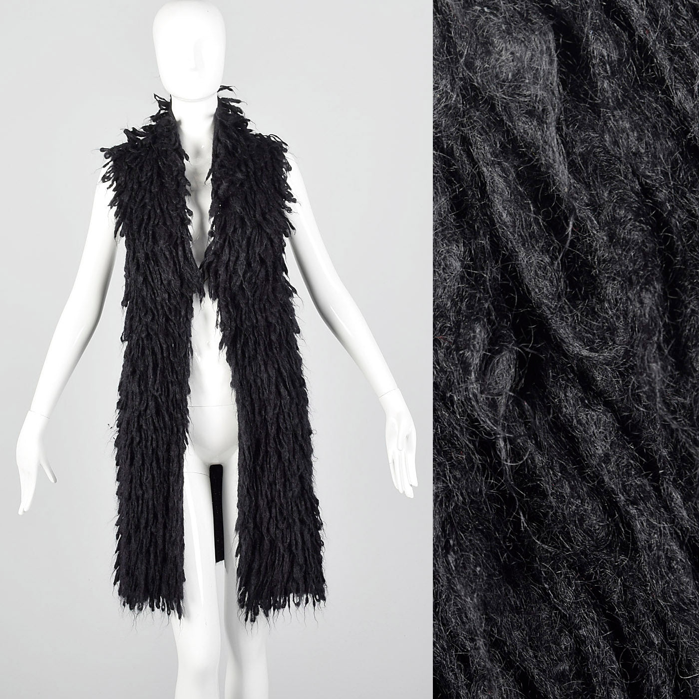 2010s Eileen Fisher Mohair Black Knit Vest