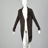 XS 1990s Black Brown Striped Cardigan Sweater