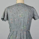 1950s Gray Print Cotton Day Dress