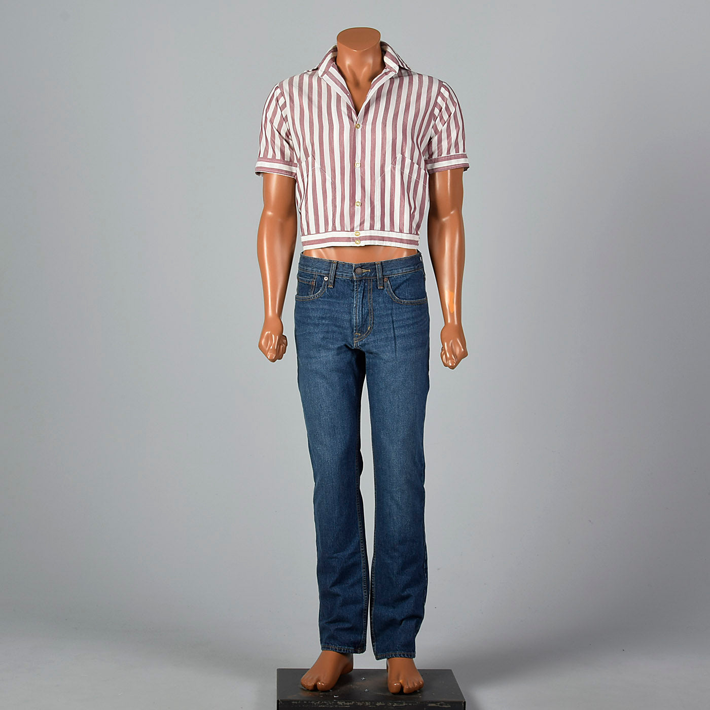 1950s Cropped Rockabilly Red Stripe Shirt