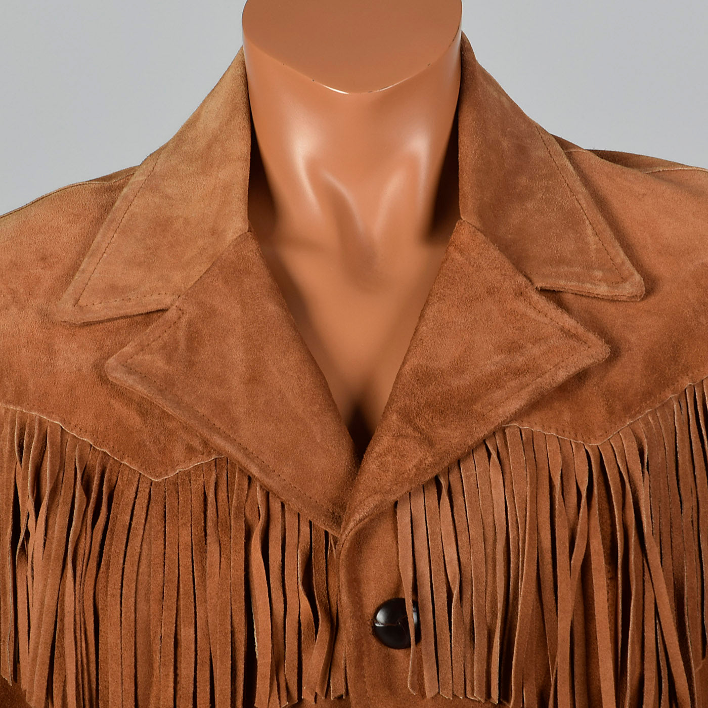 1970s Mens Brown Leather Fringe Jacket