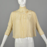 XXS 1910s Ivory Silk Shirtwaist Blouse