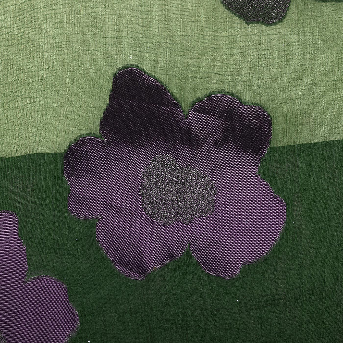 1970s Alfred Bosand Green Silk & Plum Purple Evening Gown