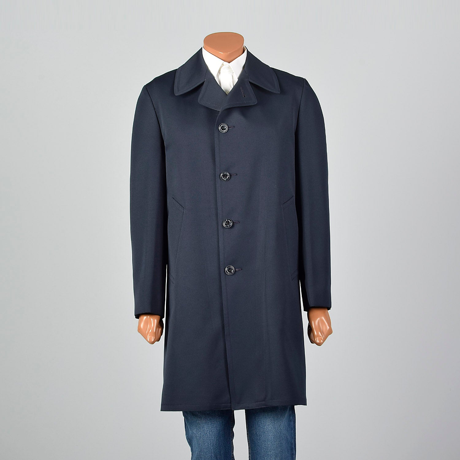 1970s Navy Overcoat with Removable Liner