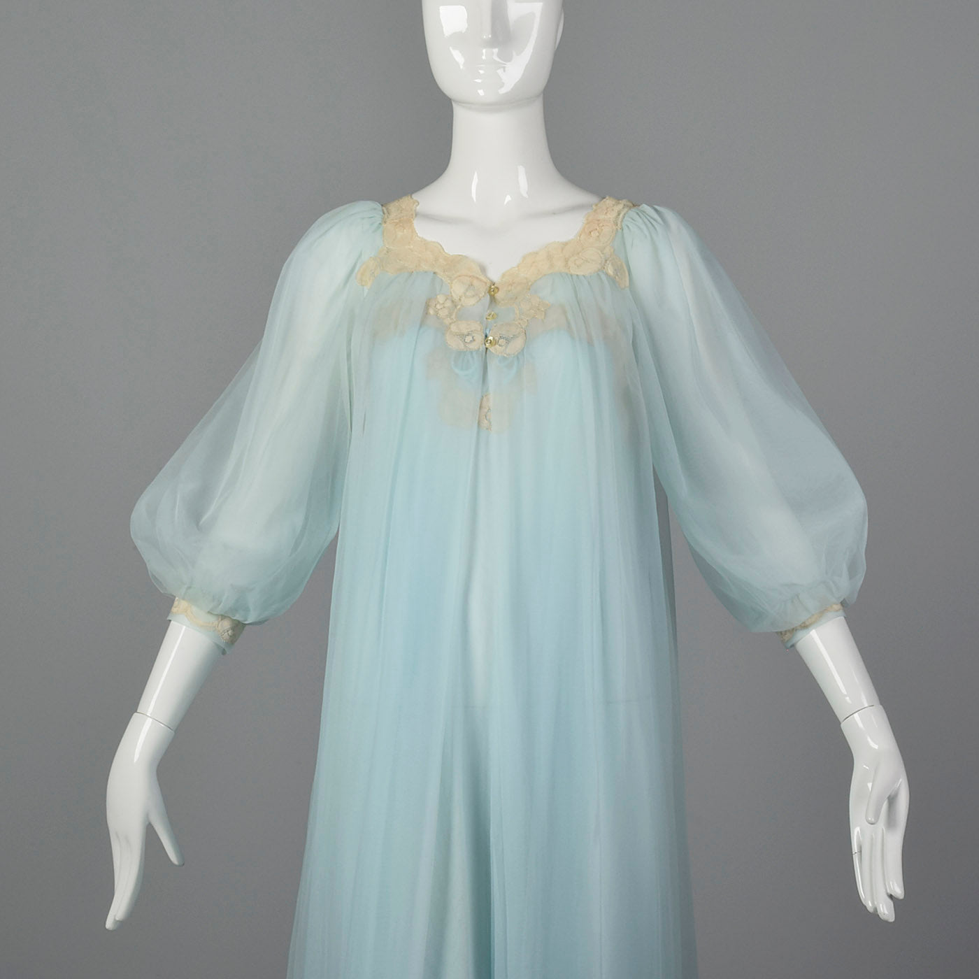 1950s Blue Nightgown and Peignoir Set