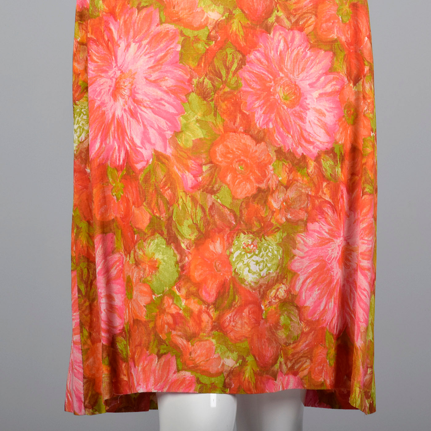 1960s Pink and Orange Floral Shift Dress
