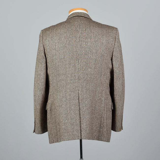 2000s Mens Brown Two Button Jacket with Rust Stripes