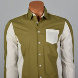 2000s Comme des Garcons Two Tone Green and White Button Down Shirt