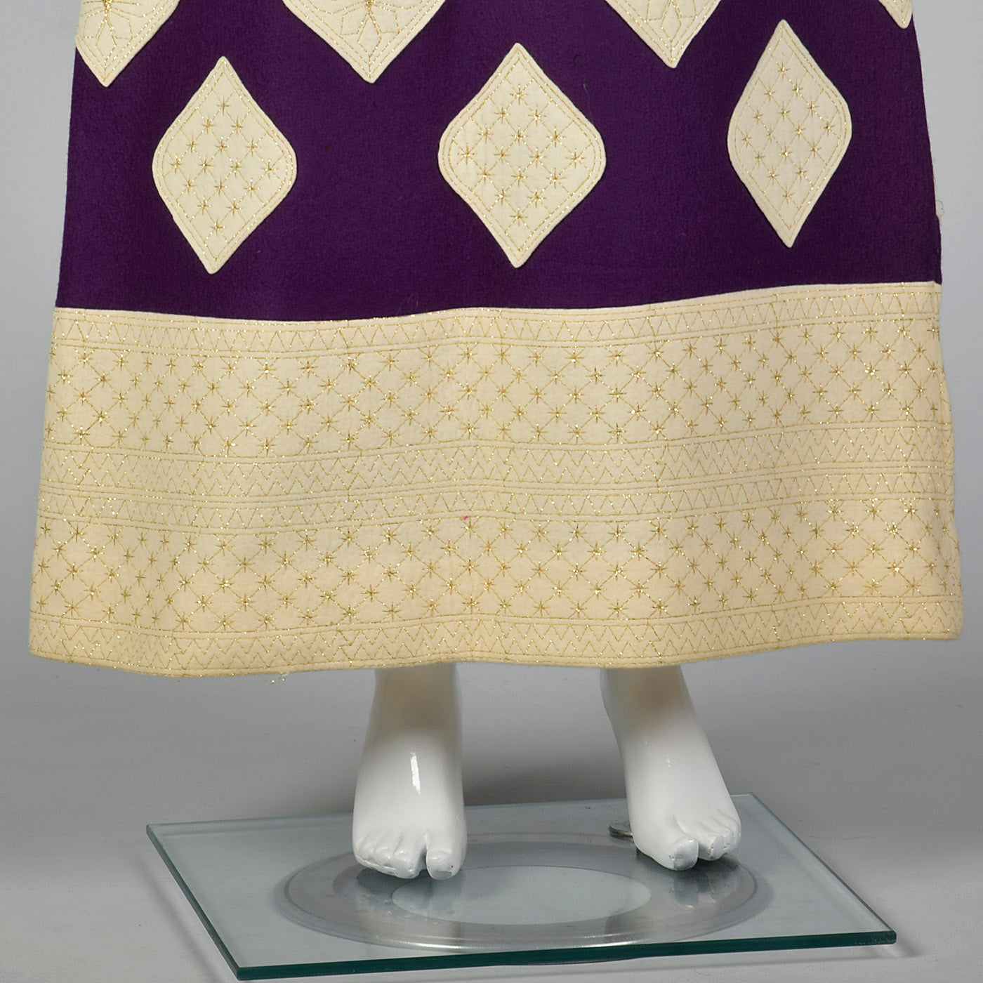 1970s Malcolm Charles Maxi Skirt, Purple Felt with Appliques