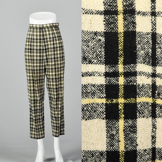 1960s Wool Plaid Cigarette Pants