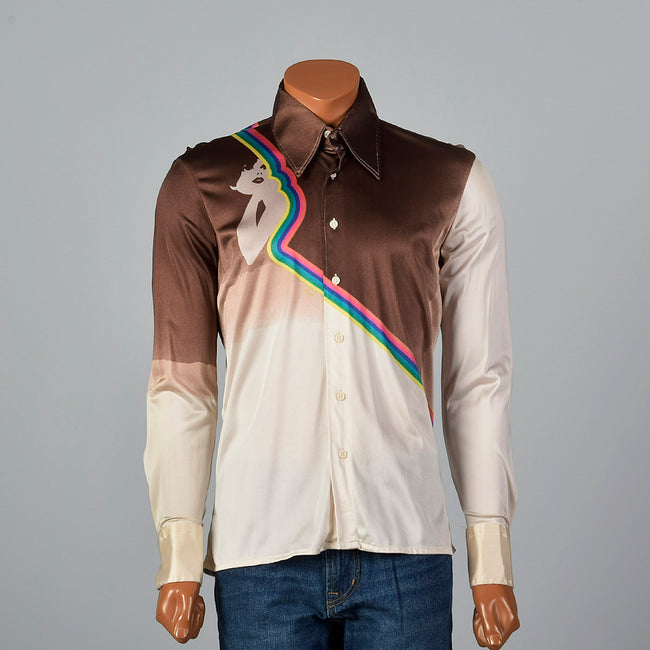 1970s Nik Nik Rainbow Cameo Disco Shirt