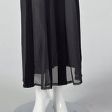 1990s Black Velvet Mesh Dress