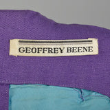 Small 1960s Dress Geoffrey Beene Purple Mini Linen Shift Sleeveless Space Age Mod Designer Dress