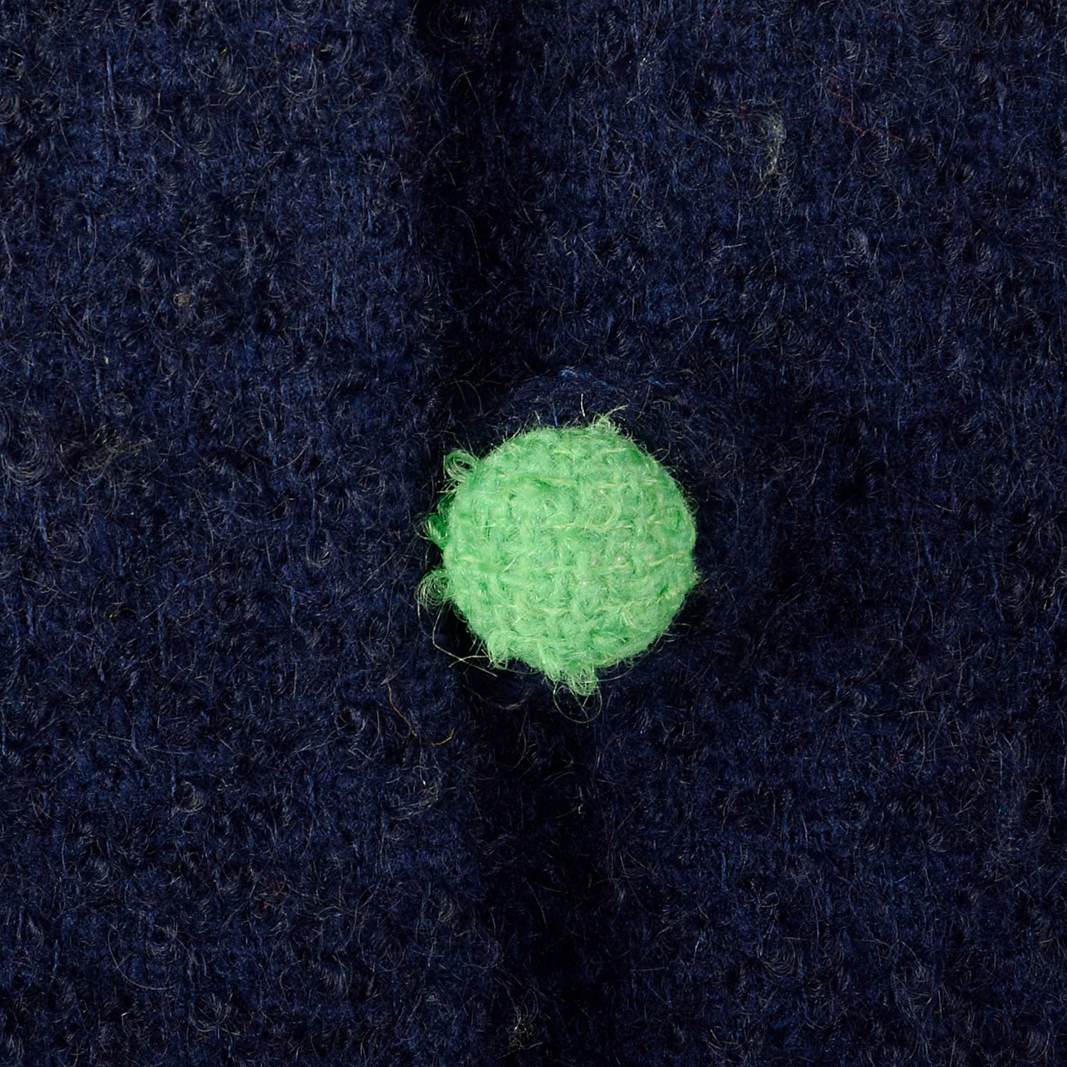 Small 1960s Wool Coat Navy Blue Mod Collar Green Buttons