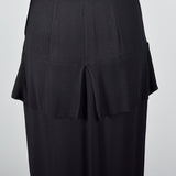 1940s Black Rayon Dress with Silver Beaded Monogram