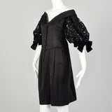 1980s Belleville  Sassoon Off Shoulder Black Cocktail Dress