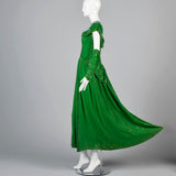 1940s Emerald Green Velvet Dress