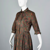 1950s Paisley Print Shirtwaist Dress