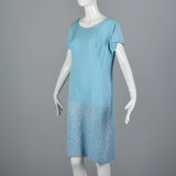 1960s Baby Blue Two Piece Set with Lace Trim